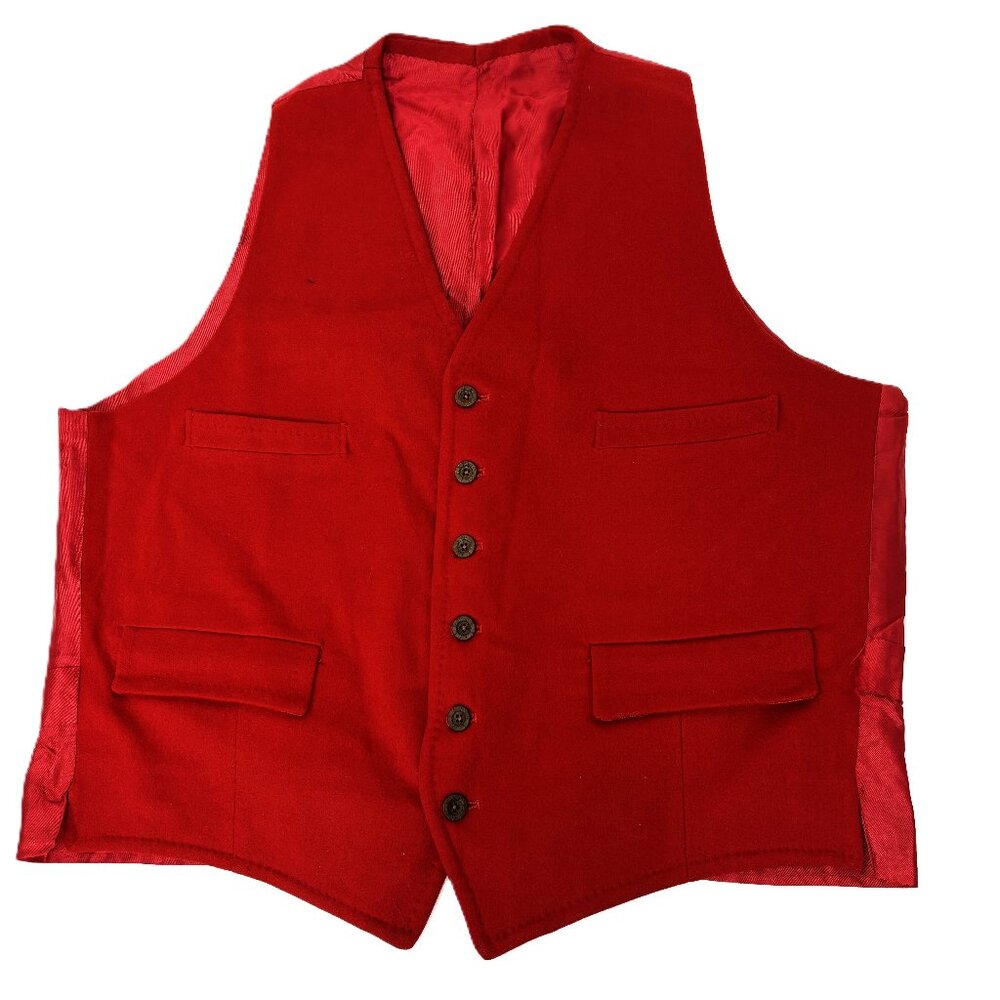 Baskin Vintage Red 100% Wool Vest Size 44